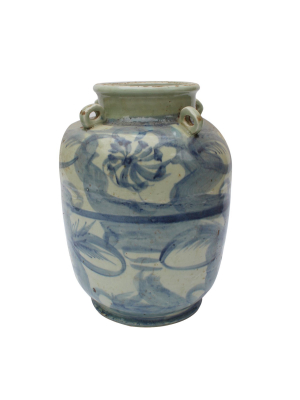 Four Loop Handle Jar, Twisted Flower Motif