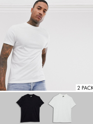 Asos Design 2 Pack Organic T-shirt With Crew Neck