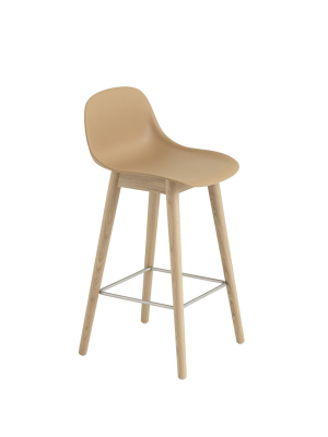 Fiber Bar + Counter Stool With Backrest: Wood Base - Quick Ship