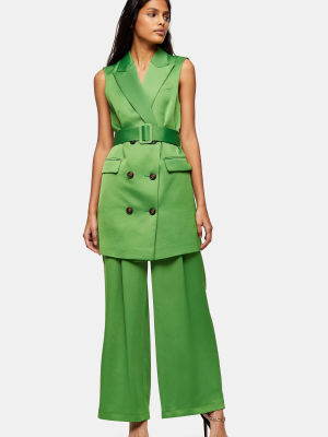 Green Satin Suit Pants