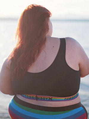 Swim Sport Top - Black Rainbow