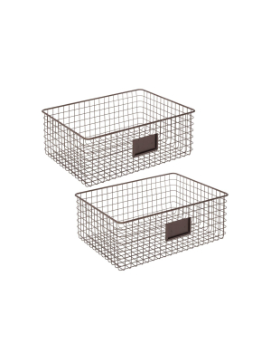 Mdesign Metal Wire Food Organizer Storage Bin, 2 Pack