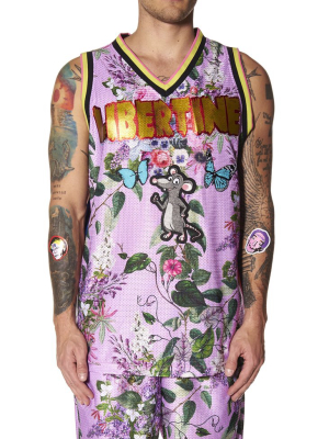 Hamish Floral Mesh Basketball Jersey With Patches