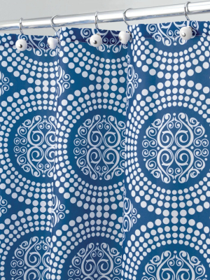 Medallion Polyester Shower Curtain Blue - Idesign