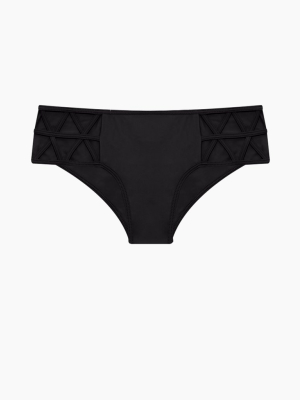 Viper Criss Cross Cut Out Bikini Bottom - Black