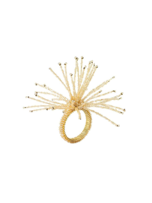 Kim Seybert Spider Bead Burst Napkin Ring In Champagne - Set Of 4