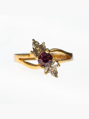 Amethyst Crystal And Diamante Crystal Statement Ring