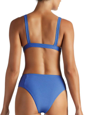 Vitamin A Ecorib Sienna High Waist Bikini Bottom In Beach Blue