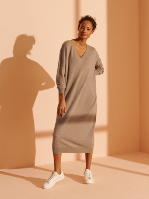 Wool Cashmere V-neck Dress