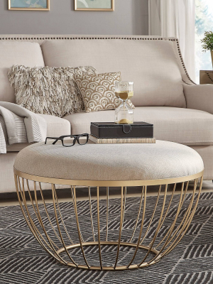 Gillian Cocktail Ottoman Gold/beige - Inspire Q