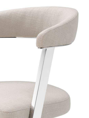 Eichholtz Dexter Dining Chair - Silver & Natural Fabric