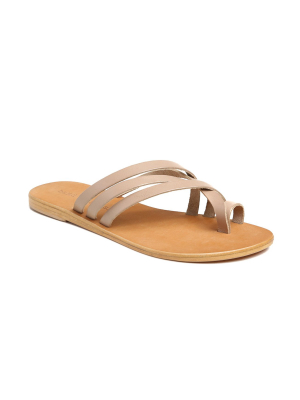 Rose Beige Leather Strappy Sandal