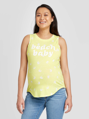 Maternity Beach Baby Graphic Tank Top - Isabel Maternity By Ingrid & Isabel™ Yellow