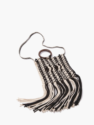 Striped Fringe Tote Bag