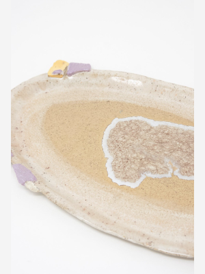 Xl Iceland Oval Platter In Lilac And Gold Crust I