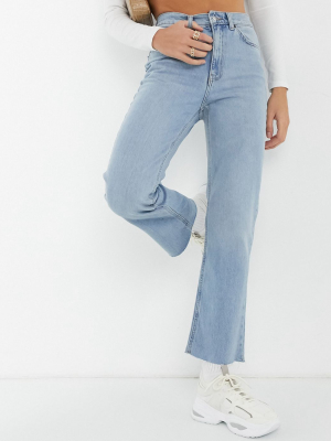 Asos Design High Rise Stretch 'effortless' Crop Kick Flare Jeans In Lightwash