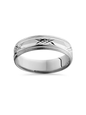 Pompeii3 10k White Gold Swiss Cut Mens 6mm Wedding Band