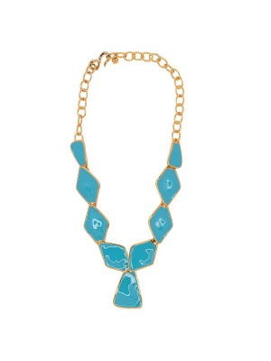 Turquoise Diamond And Triangle Drop Necklace