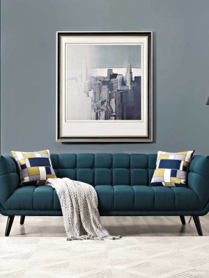 Banister Upholstered Fabric Sofa Blue