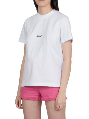 Msgm Crewneck Cropped T-shirt