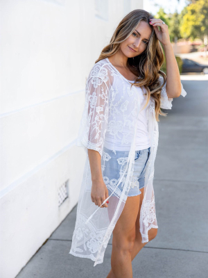 The Lacey Kimono - White