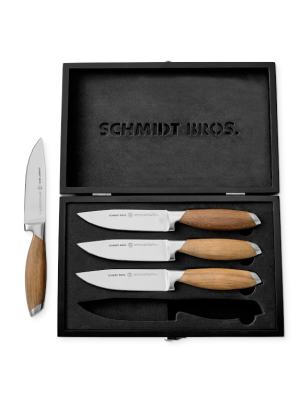Schmidt Brothers Bonded Teak Steak Knives In Box, Set Of 4