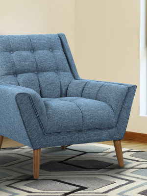 Cobra Mid-century Modern Chair In Blue Linen And Walnut Legs - Armen Living