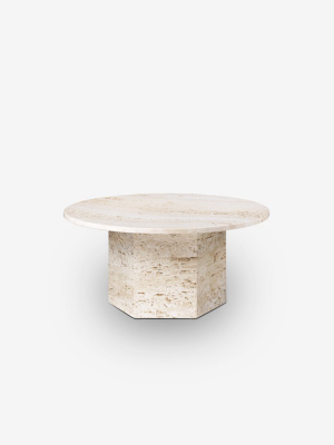 Epic 31" Coffee Table In White Travertine By Gubi