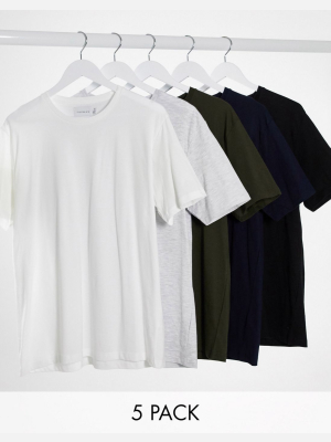 Topman 5 Pack T-shirt In Multi