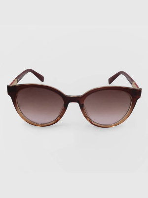 Women's Round Plastic Metal Combo Sunglasses - A New Day™ Brown