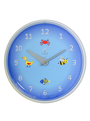 12.75" X 1.5" Blue Planet Children's Wall Clock Decorative Wall Clock White Frame - By Chicago Lighthouse