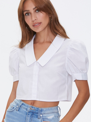 Puff-sleeve Cropped Shirt