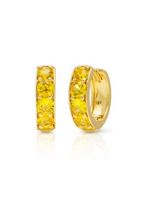 14kt Yellow Gold Yellow Sapphire Huggie Earrings