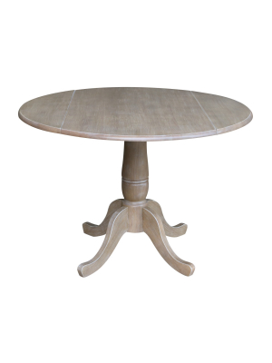 Nathaniel Round Dual Drop Leaf Pedestal Table Gray Taupe - International Concepts