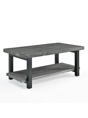 42" Pomona Metal And Reclaimed Wood Coffee Table Slate Gray - Alaterre Furniture