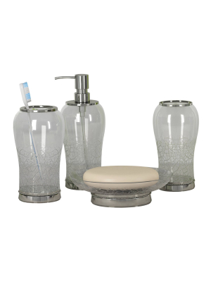 4pc Coyote Metal/glass Bath Accessory Set For Vanity Counter Tops Clear - Nu Steel