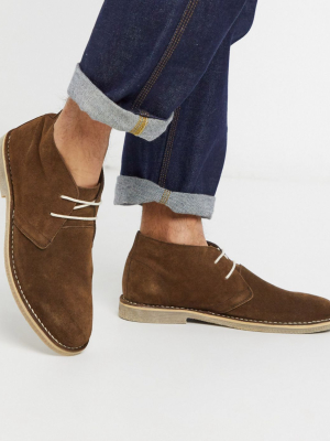 Asos Design Desert Chukka Boots In Brown Suede
