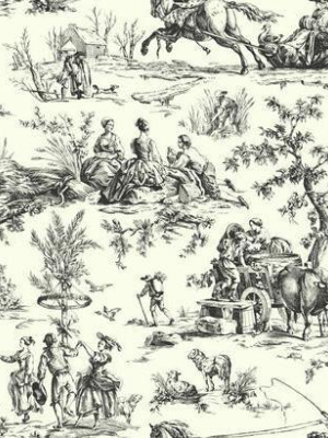 Seasons Toile Wallpaper In Black And White By Ashford House For York Wallcoverings