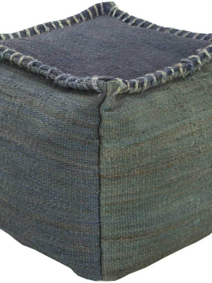 Standard Denim/dark Green Pouf