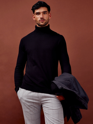 Considered Black Essential Roll Knitted Sweater