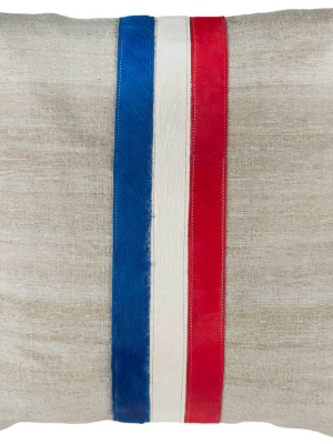 Tova Cowhide Pillow Gray/white/red/blue