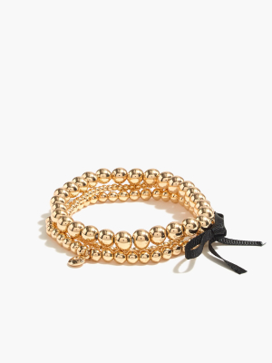 Gold Bead Stretch Bracelets Set-of-three