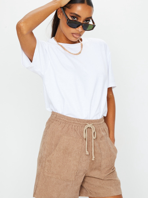 Taupe Faux Suede Runner Shorts