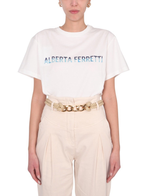 Alberta Ferretti Tie Dye Effect Logo Print T-shirt