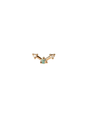 Mini Three-step Point Earring - Opal & Diamond