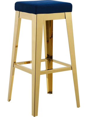 Anais Velvet Bar Stool Gold/navy