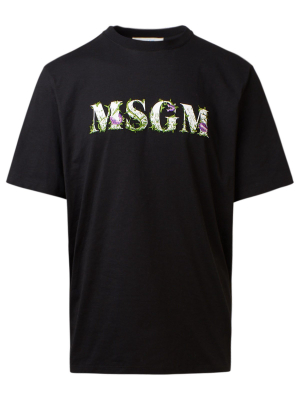 Msgm Logo Printed Crewneck T-shirt