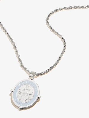 Mother Mary Embossed Charm Necklace