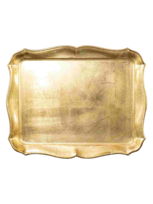 Vietri Florentine Wooden Gold Accessory Rectangular Tray