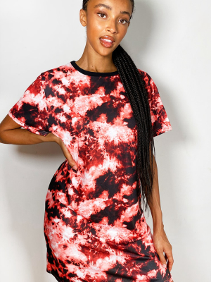 Red Tie Dye T Shirt Dress